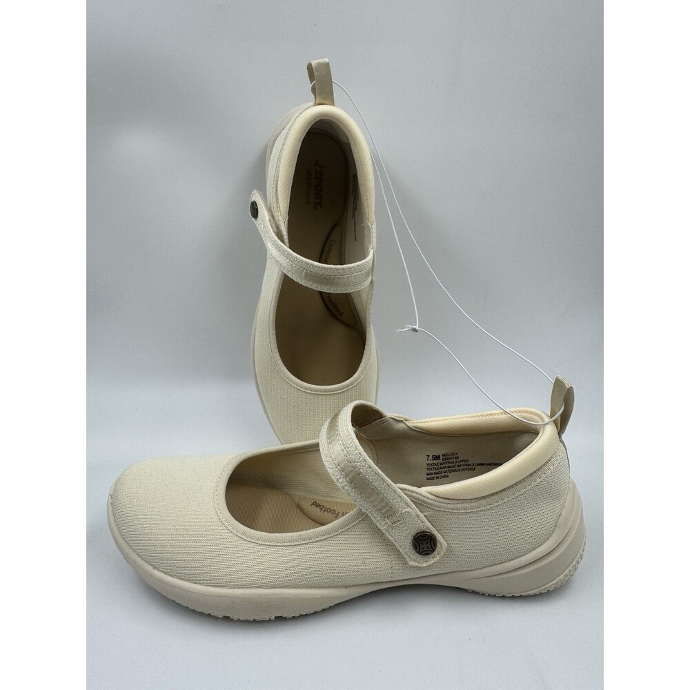 Jsport Womens Shoes Cream Mary Jane Memory Foam Contoured Arch Lightweight 7.5